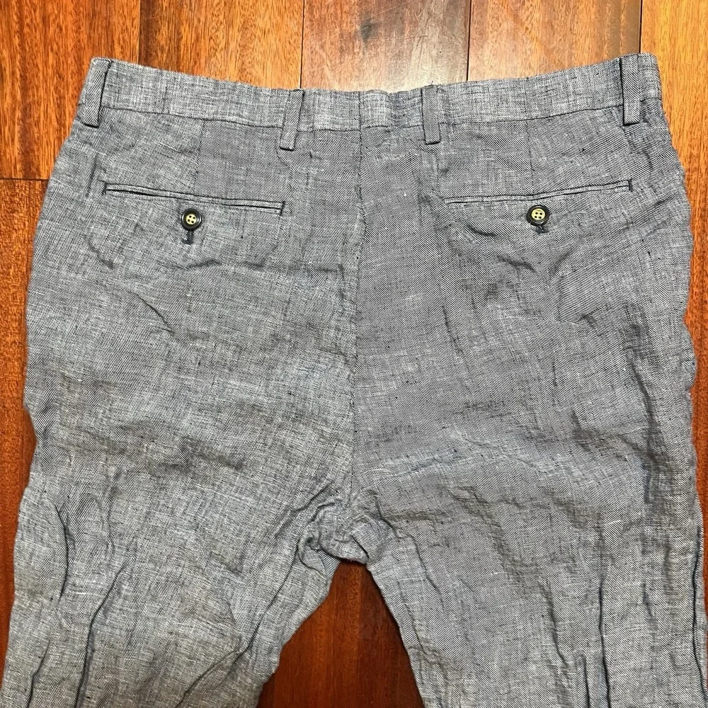 Baird McNutt Pants Mens 34x30 Gray 100% Linen Murano Zac Classic Fit Preppy